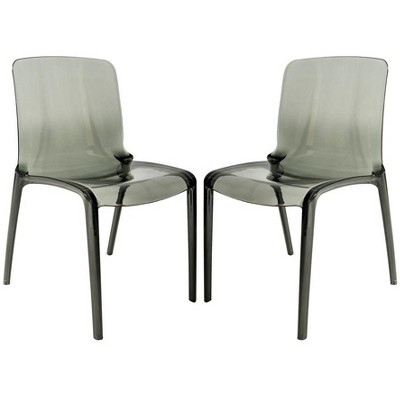 LeisureMod Murray Waterfall Edge Design Plastic Dining Chair, Set of 2
