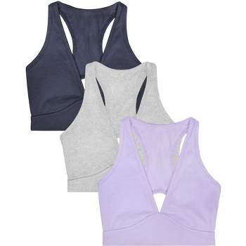 Smart & Sexy Women's Comfort Cotton Plunge Bralette 2 Pack Lilac Iris/Light  Grey Heather XX Large
