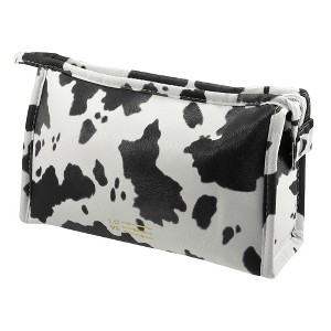 Unique Bargains Makeup Bag Cosmetic Travel Bag Large Makeup Bag Organizer Bag for Women Faux Leather Black White 1 Pcs - 1 of 4