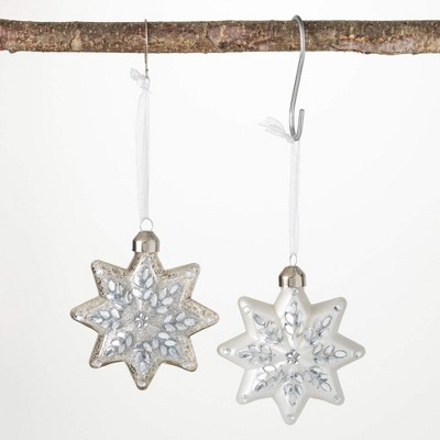 4"H Sullivans Snowflake Ornament - Set of 2  Silver Christmas Ornaments