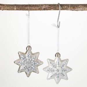 4"H Sullivans Snowflake Ornament - Set of 2  Silver Christmas Ornaments - 1 of 2