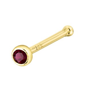 Jewelry Avalanche 22G 14K Gold Bezel-set Ruby Ball-end Nose Stud - 1 of 3