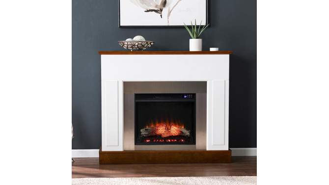Cerkby Industrial Fireplace White/Dark Tobacco - Aiden Lane, 2 of 14, play video