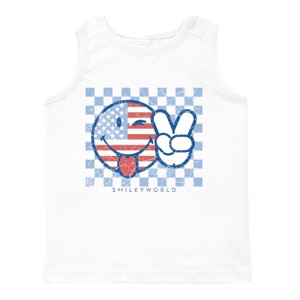 The Juniper Shop SmileyWorld Patriotic Checkered Peace Toddler Tank - 1 of 4