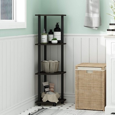 Furinno 4-Tier Corner Display Rack Multipurpose Shelving Unit Bathroom Storage Shelf,Espresso/Black