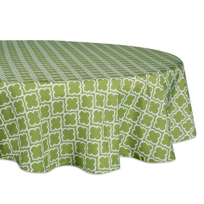 60"R Lattice Outdoor Tablecloth with Zipper Green - Design Imports