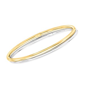 Ross-Simons Italian Sterling Silver and 22kt Gold Over Sterling Jewelry Set: 2 Polished Bangle Bracelets - 1 of 4