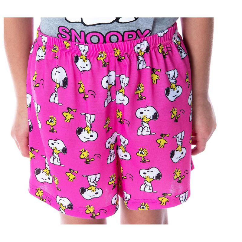 Peanuts Girls' Pajamas Snoopy and Woodstock Shirt And Shorts Pajama Set Snoopy and Woodstock, 4 of 6