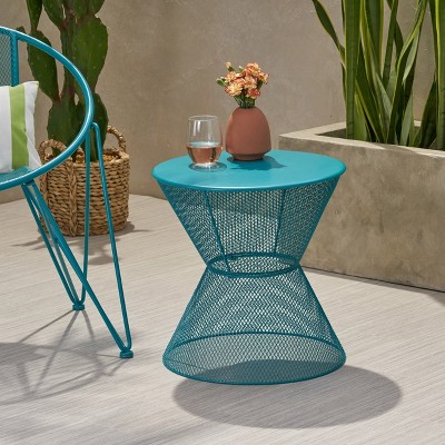MOEPISY Patio End Table Iron Teal