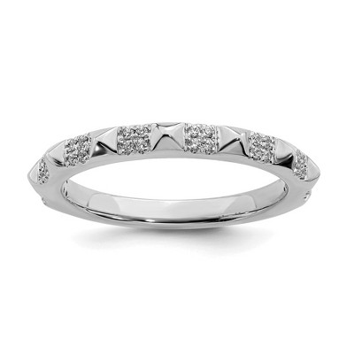 Black Bow Jewelry 2.25mm 14k White Gold 1/8 Ctw Diamond Stackable Pyramid Band