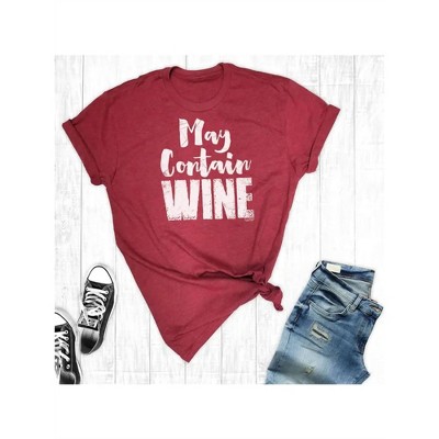 Women's May Contain Wine Cardinal - Rebel Rose