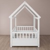 CAVINAS Pine Wood House Floor Bed, Kids Platform Bed Frame, High Fence Safety Bed with Roof, Classic Twin Size Toddler Bed/Child Bed, Easy Assembly - 3 of 4