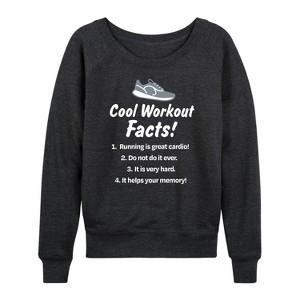 Women's - Instant Message - Workout Facts Lightweight French Terry Wide Neck Long Sleeve Graphic Shirt - 1 of 4