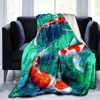 Lomsoe Red White Koi Fish Print Flannel Blanket - All Seasons Soft and Warm Throw Blanket for Bed, Napping, Camping, Travel, Office - 4 of 4