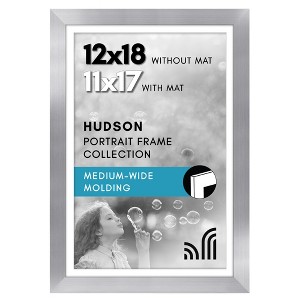 Americanflat 20x30 Poster Frame with Polished Plexiglass - Use as 12x18 Frame with Mat or 20x30 Frame Without Mat - Streamline Collection - Black - 1 of 4