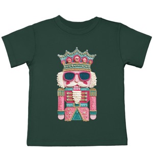 Pink and Teal Nutcracker Patchwork Print - Youth Short Sleeve Graphic T-Shirt and Toddler Short Sleeve Graphic T-Shirt - 1 of 4