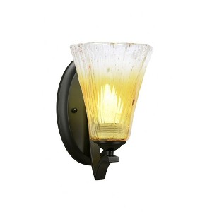 Toltec Lighting Zilo 1 - Light Sconce in  Matte Black with 5.5" Fluted Gold Champagne Crystal Shade - 1 of 1