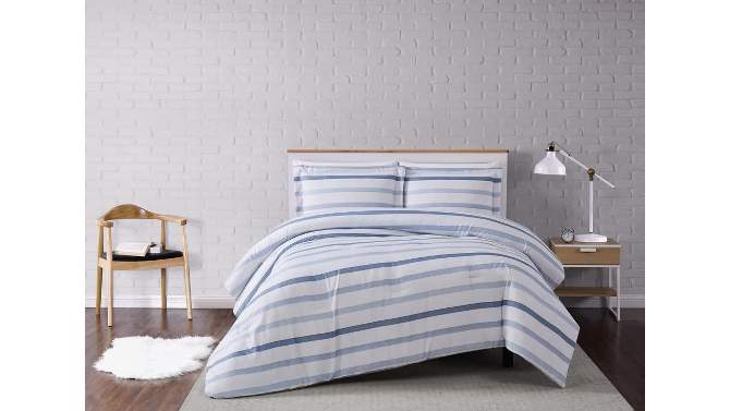 Waffle Stripe Comforter Set Blue/White - Truly Soft, 2 of 7, play video