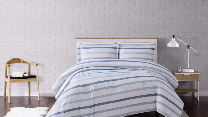 Waffle Stripe Comforter Set Blue/White - Truly Soft, 2 of 7, play video