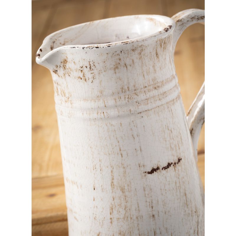 Sullivans Glazed Ceramic Decorative Vase Pitcher 10"H Off-White, 2 of 7