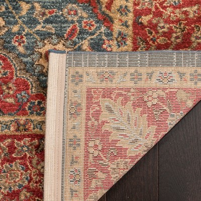 Mahal Square Red and Navy Synthetic Oriental Area Rug