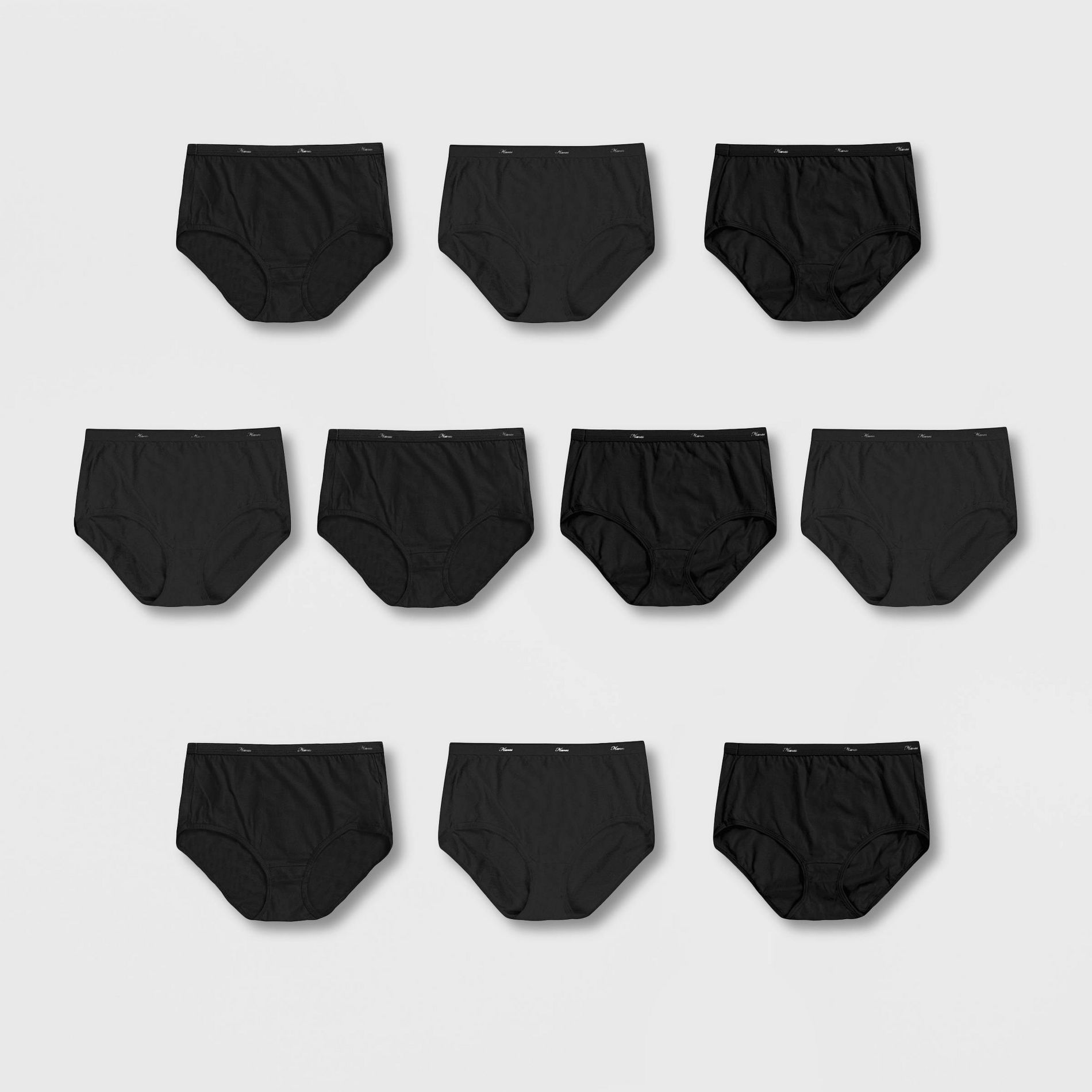 Hanes Women's 10pk Cotton Classic Briefs - Black 9