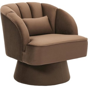 Swivel Barrel Accent Chair, 360° Upholstered Armchair with Striped Backrest & Padding, Round Lounge Chair for Living Room, Bedroom, Reading Nook - 1 of 4
