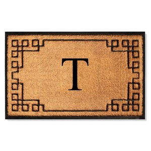 A1HC Bordered Designed Natural Coir & Rubber Monogrammed Doormat, Heavy Duty, Non-Slip Entry Mat - 1 of 4