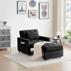 NicBex Modern Pull Out Sofa Bed Velvet Convertible Sofa Bed with Adjustable Back for Small Space - 1 of 4