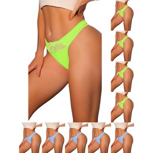 INSPIRE CHIC Women's Low-Waisted Smooth Elastic Solid Thongs 10 Packs - 1 of 4
