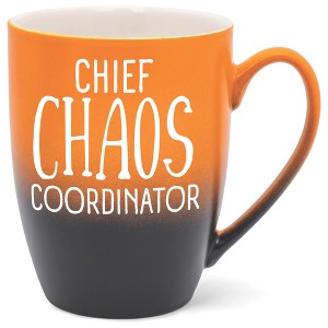 Elanze Designs Chief Chaos Coordinator Two Toned Ombre Matte Orange and Black 12 ounce Ceramic Stoneware Coffee Cup Mug - 1 of 4
