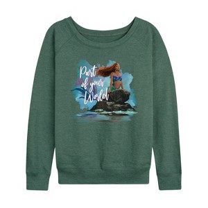 Women's - Disney - Part Of Your World Lightweight French Terry Wide Neck Long Sleeve Graphic Shirt - 1 of 4