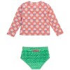 Rufflebutts Baby/toddler Girls Upf50+ Long Sleeve Zipper Rash Guard 2-piece - Pink Tee Time, 4T - 2 of 4