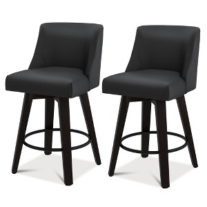 Dyonery Single Swivel Bar Stool with Back & Footrest, 26 Inch Counter Height Barstool for Kitchen Island - 1 of 4