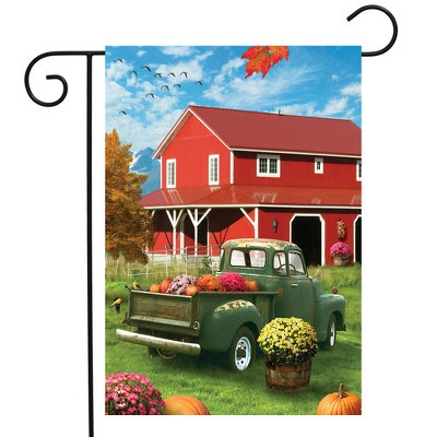 Farm Fresh Mums Autumn Garden Flag with Pickup Truck Design
