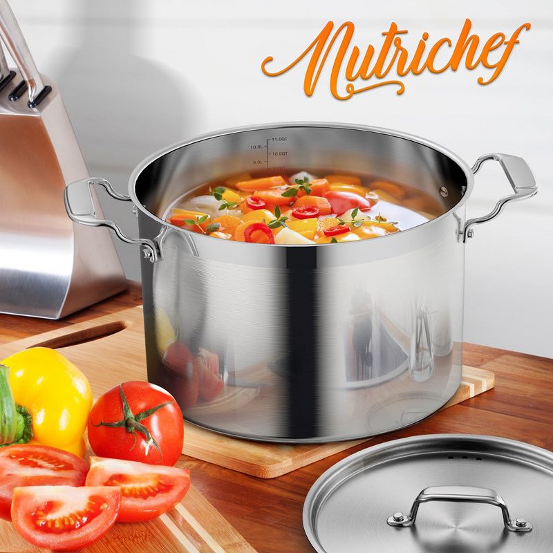NutriChef 12-Quart Stainless Steel Stockpot - 18/8 Food Grade Heavy Duty Large Stock Pot for Stew, Simmering, Soup, 2 of 4