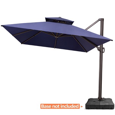 Pellebant 10'x 12.5' Patio Cantilever Umbrella UV30+ Double Top High-strength Aluminum Pole with 360°Rotation 5 Heights Adjustable