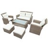 4 Pieces U-style Outdoor Patio Furniture Sets with Tempered Coffee Table,2 Rattan Chairs and Storage Boxes,for Garden Backyard Lawn - 4 of 4