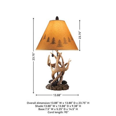 Set of 2 Derek Poly Table Lamps Brown - Signature Design by Ashley: Rustic Style, UL Listed