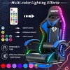 Hoffree Massage Gaming Chair Ergonomic Office Chair with Bluetooth Speaker & RGB Light Blue Black - 3 of 4