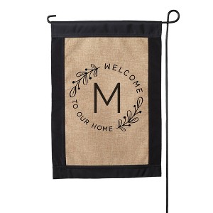 Personalization Mall Welcome Wreath Personalized Letter Burlap Garden Flag - 1 of 1