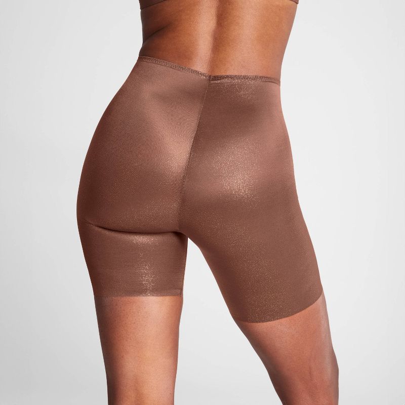 ASSETS by SPANX Women's Sheer Smoothers Foiled Mid-Thigh Bodysuit - Chocolate Glow, 5 of 5