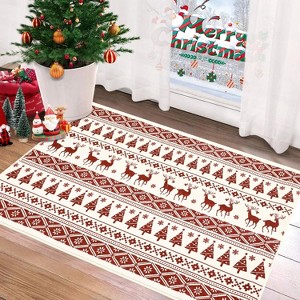 Christmas Area Rug 2x3 Washable Snowflake Carpet Non Slip Holiday Decorative - 1 of 4