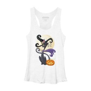 Women's Design By Humans Bewitching Black Halloween Kitty Cat By LittleBunnySunshine Racerback Tank Top - 1 of 3