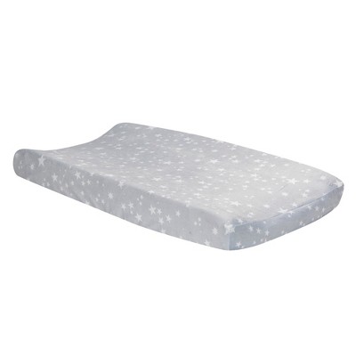 Lambs & Ivy Milky Way Gray/White Stars Minky Baby Changing Pad Cover