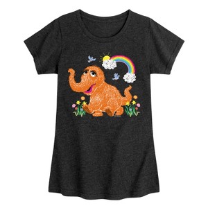 Girls' - Sesame Street - Scribble Snuffleupagus Fitted Short Sleeve Graphic T-Shirt - 1 of 4
