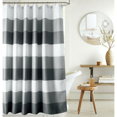 Kate Aurora Spa Accents Striped Waffle Fabric Shower Curtain
