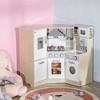 Qaba Play Kitchen, Corner Kids Kitchen Playset w/ Chalkboard, Range Hood, Ice Maker, Stove, Refrigerator Microwave, Sound & Lights - 2 of 4