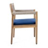 Lyngins 2-Pack Acacia Wood Patio Accent Chair, Teak-Look Finish Outdoor Dining Chair, Beige Rope + 2" Cushion, All-Weather Patio Furniture for Garden - 4 of 4