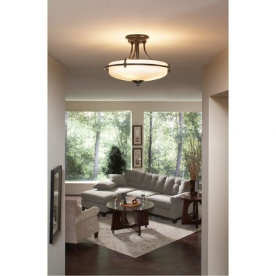 Palladian Bronze 17" Glass Semi-Flush Mount for Indoor/Outdoor